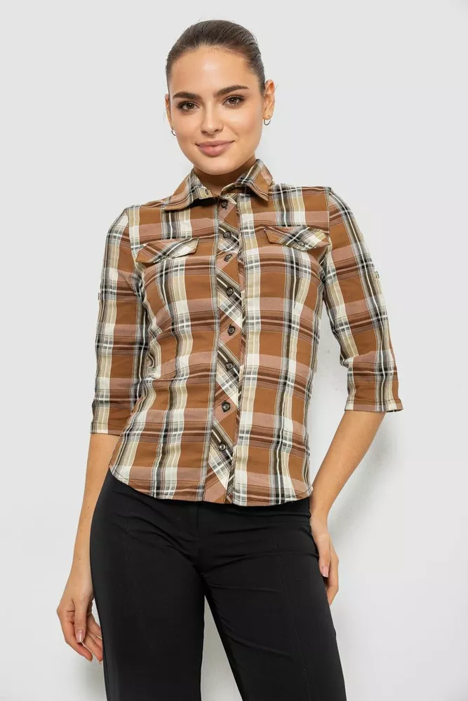 Купить Рубашка женская  230R063-25, цвет Коричневый - Фото №1