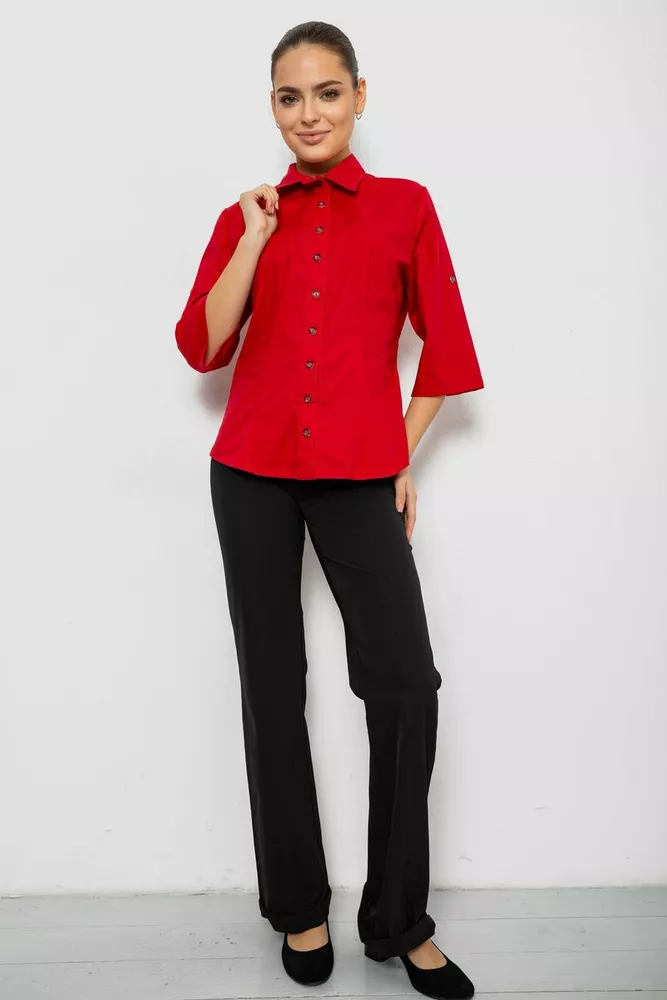 Купить Рубашка женская однотонная, цвет красный, 230R068-4 - Фото №2