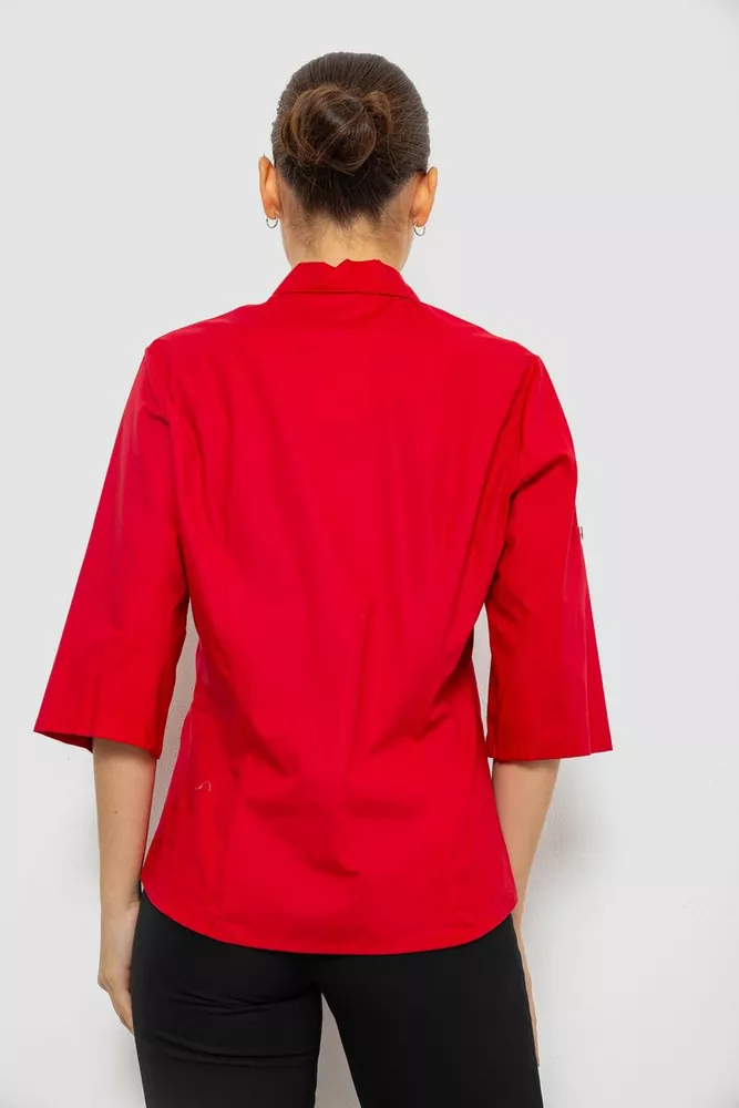 Купить Рубашка женская однотонная, цвет красный, 230R068-4 - Фото №4