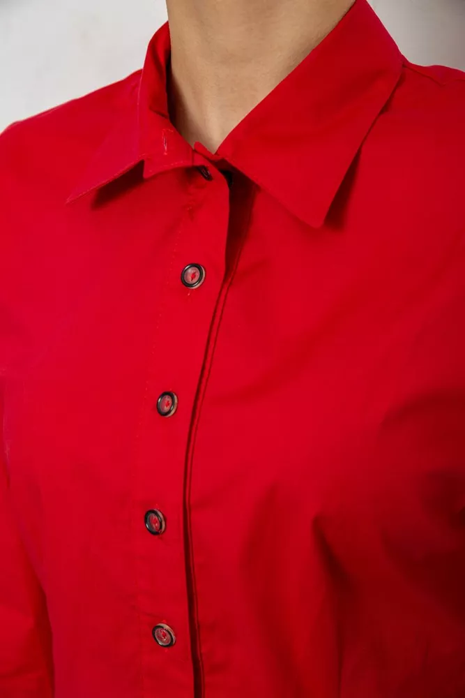 Купить Рубашка женская однотонная, цвет красный, 230R068-4 - Фото №5