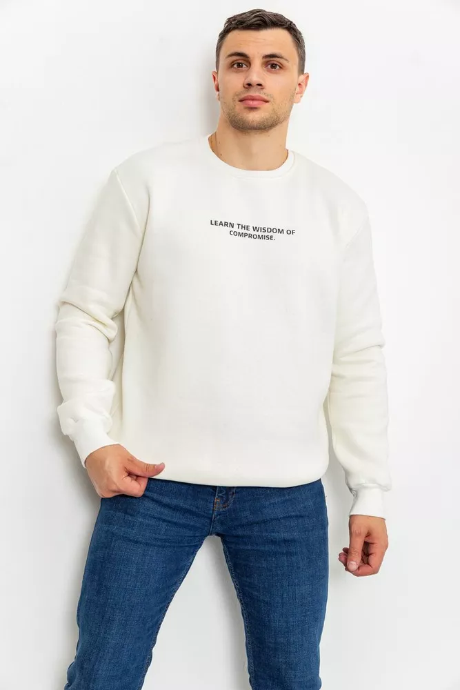 Купити Батник чоловічий на флісі, колір молочний, 215R5044 - Фото №1