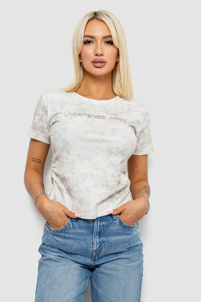 Купить Футболка женская с принтом, цвет молочный, 221R3309 - Фото №1