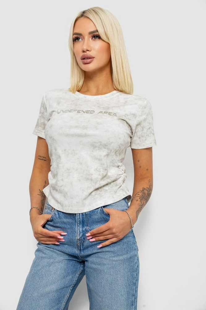 Купить Футболка женская с принтом, цвет молочный, 221R3309 - Фото №3