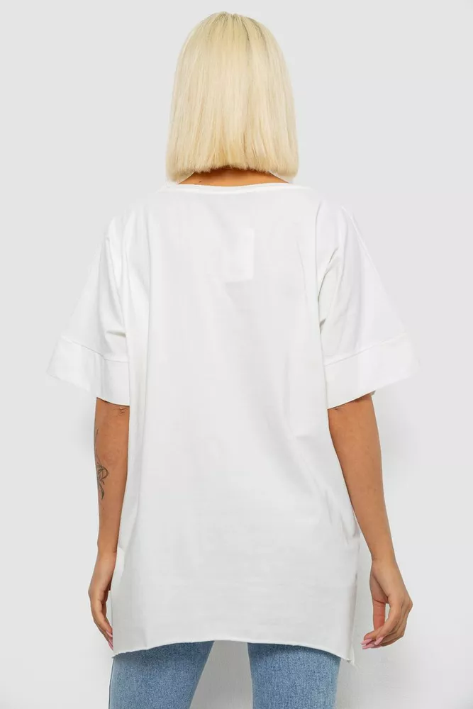 Купити Футболка жіноча з принтом  -уцінка, колір молочний, 244R4023-U - Фото №4