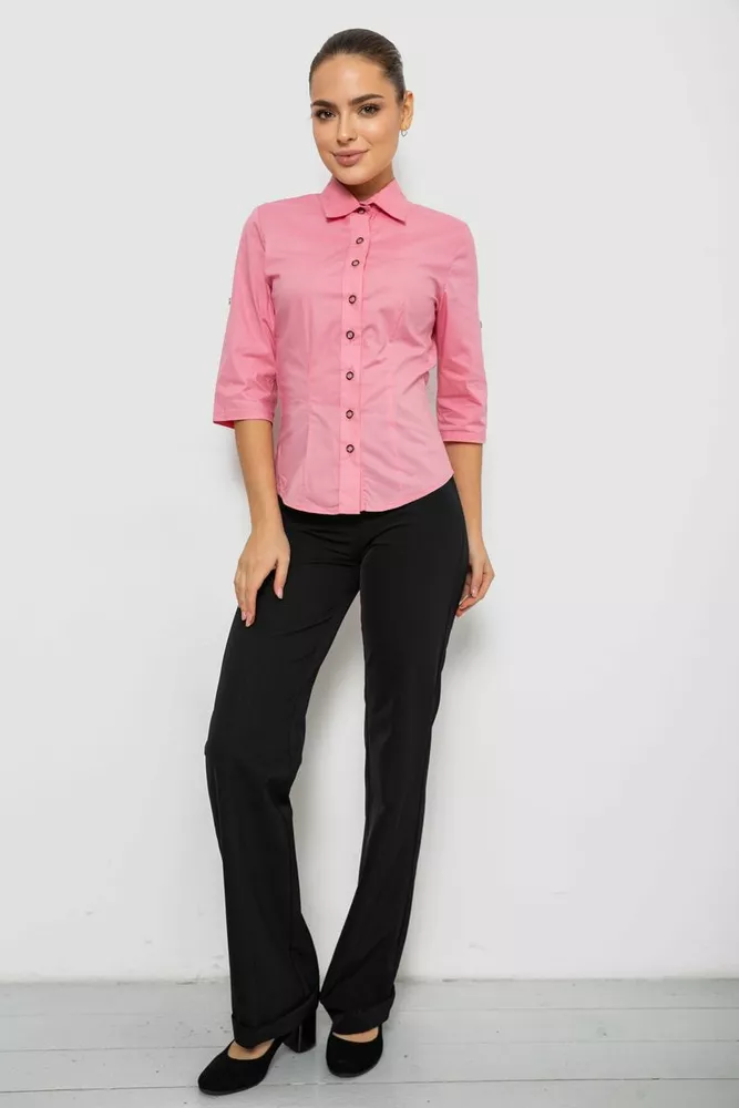 Купить Рубашка женская однотонная, цвет розовый, 230R068-4 - Фото №2