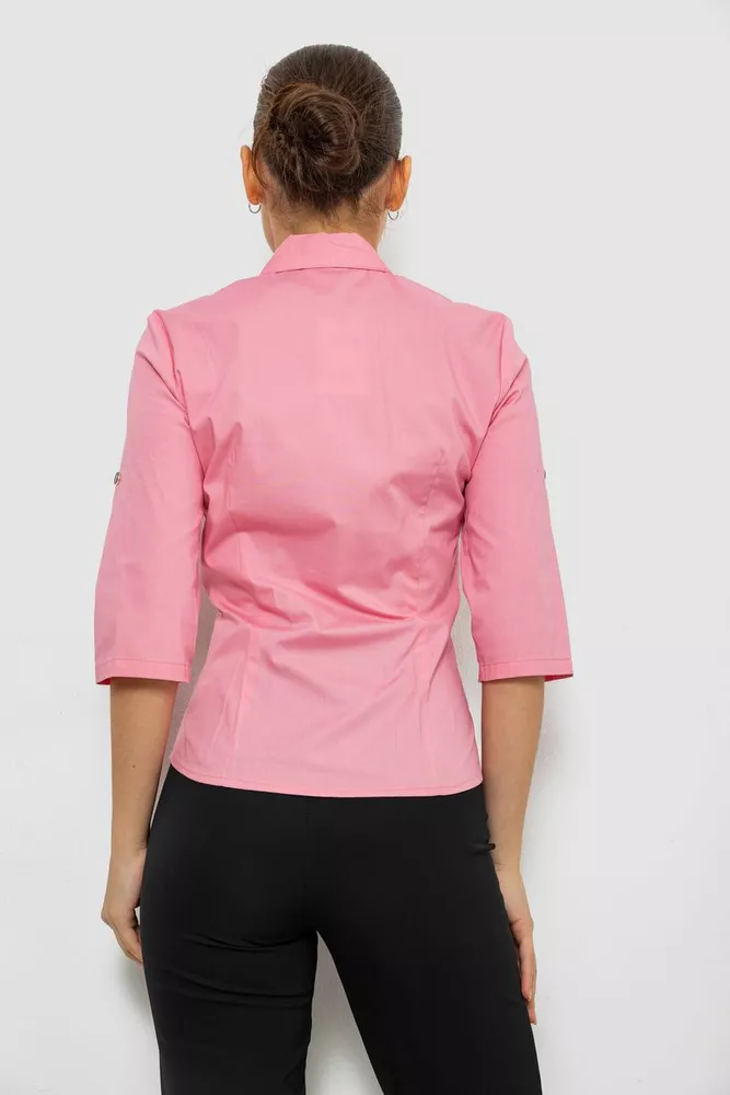 Купить Рубашка женская однотонная, цвет розовый, 230R068-4 - Фото №4