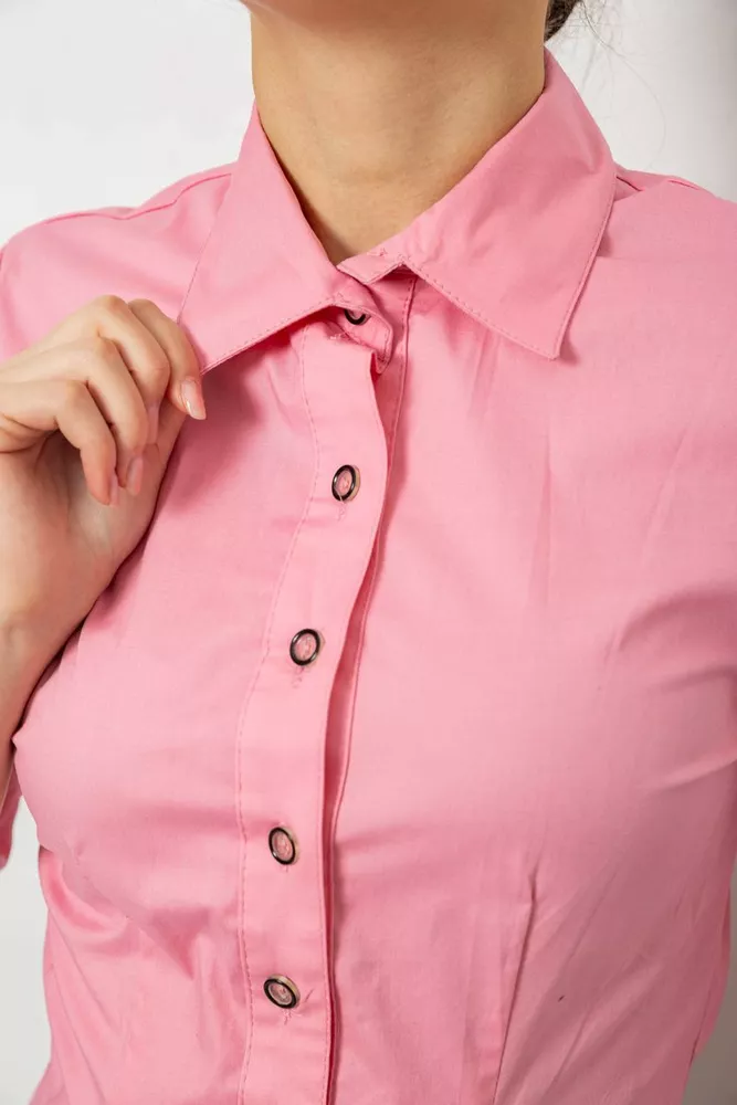 Купить Рубашка женская однотонная, цвет розовый, 230R068-4 - Фото №5