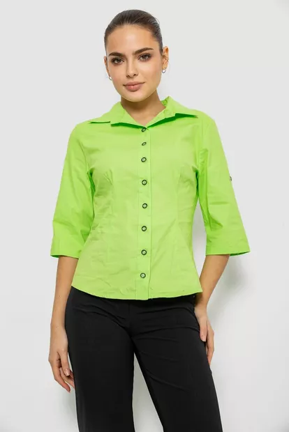 Рубашка женская однотонная, цвет салатовый, 230R068-4