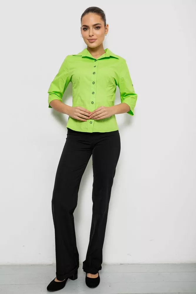 Купить Рубашка женская однотонная, цвет салатовый, 230R068-4 - Фото №2
