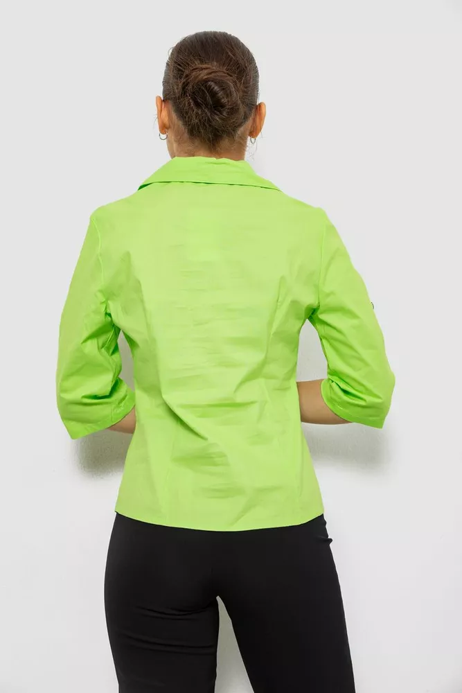 Купить Рубашка женская однотонная, цвет салатовый, 230R068-4 - Фото №4