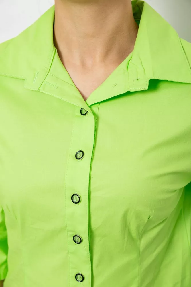 Купить Рубашка женская однотонная, цвет салатовый, 230R068-4 - Фото №5