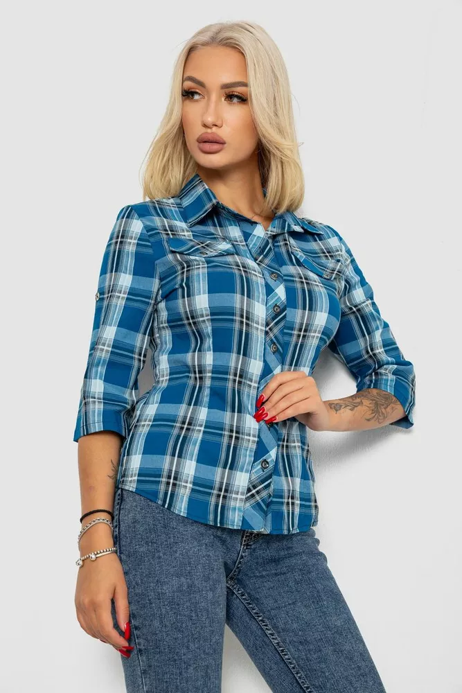 Купить Рубашка женская  230R063-25, цвет Синий - Фото №3