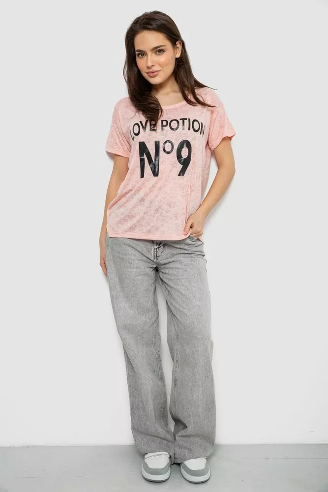 Купить Футболка женская с принтом, цвет персиковый, 244R2073-1 - Фото №2