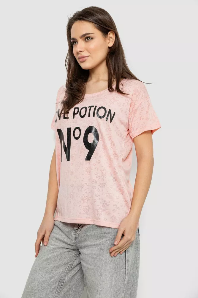 Купить Футболка женская с принтом, цвет персиковый, 244R2073-1 - Фото №3