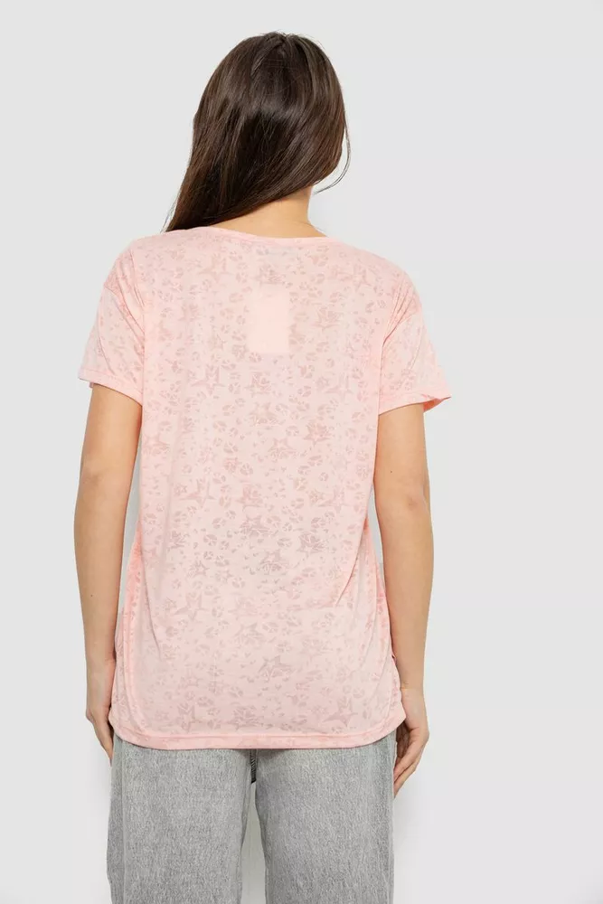Купить Футболка женская с принтом, цвет персиковый, 244R2073-1 - Фото №4