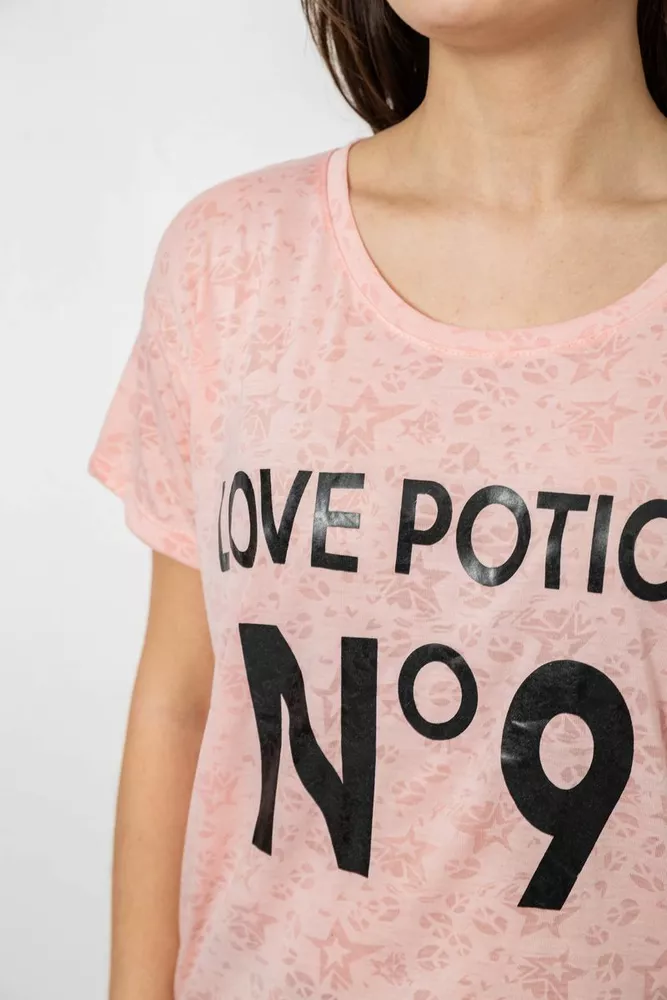 Купить Футболка женская с принтом, цвет персиковый, 244R2073-1 - Фото №5