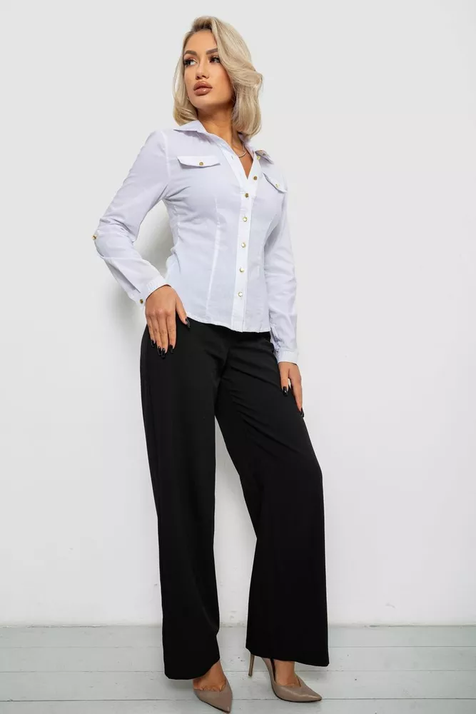 Купити Сорочка жіноча однотонна  -уцінка, колір білий, 230R211-U-35 - Фото №2