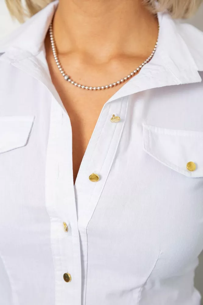 Купити Сорочка жіноча однотонна  -уцінка, колір білий, 230R211-U-35 - Фото №5