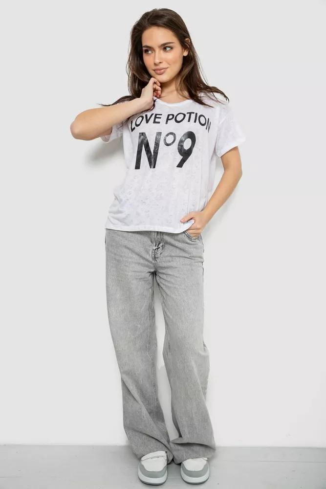 Купить Футболка женская с принтом, цвет белый, 244R2073-1 - Фото №2