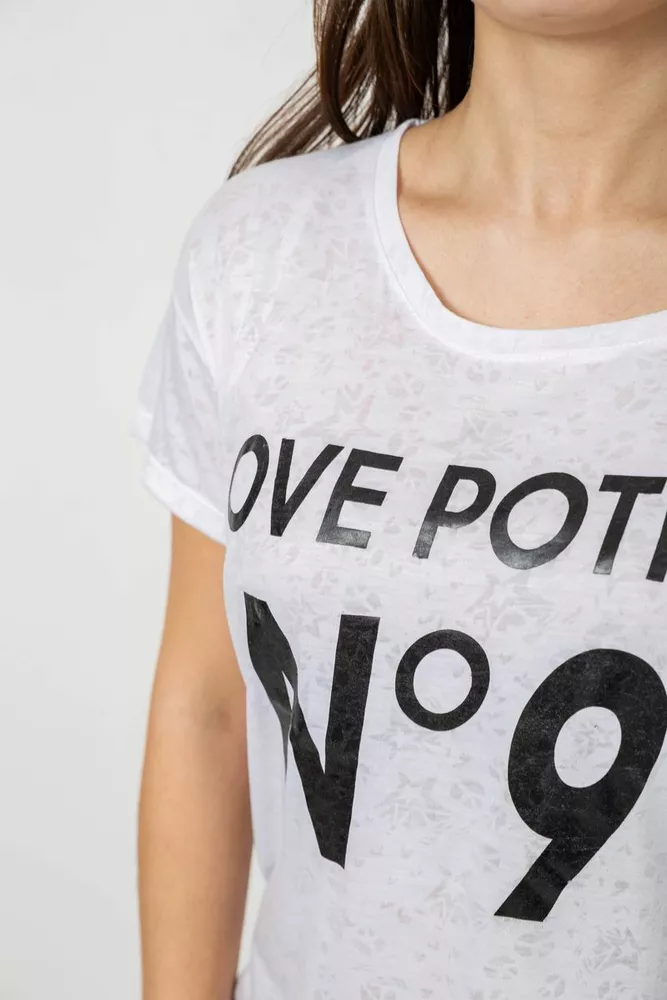 Купить Футболка женская с принтом, цвет белый, 244R2073-1 - Фото №5