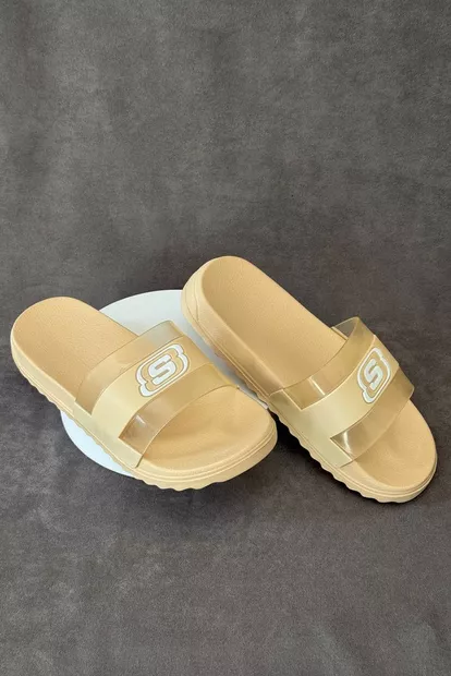 Шлепанцы женские с аппликацией, цвет бежевый, 243R5030-2