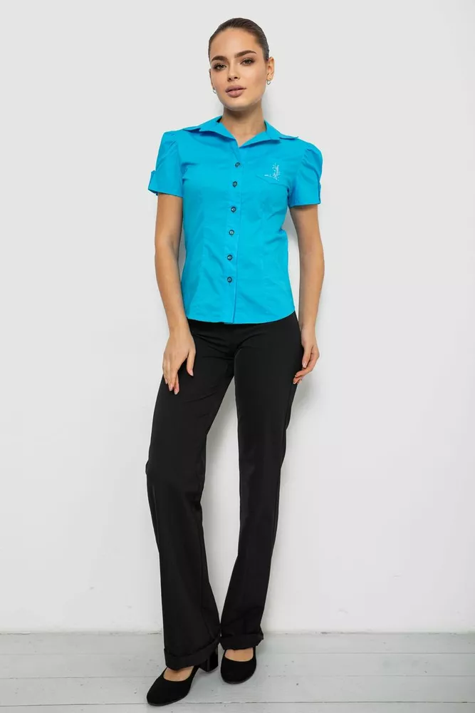 Купить Рубашка женская однотонная  -уценка, цвет голубой, 230R070-U-4 - Фото №2