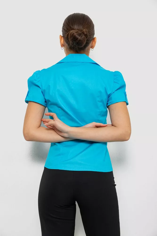 Купить Рубашка женская однотонная  -уценка, цвет голубой, 230R070-U-4 - Фото №4