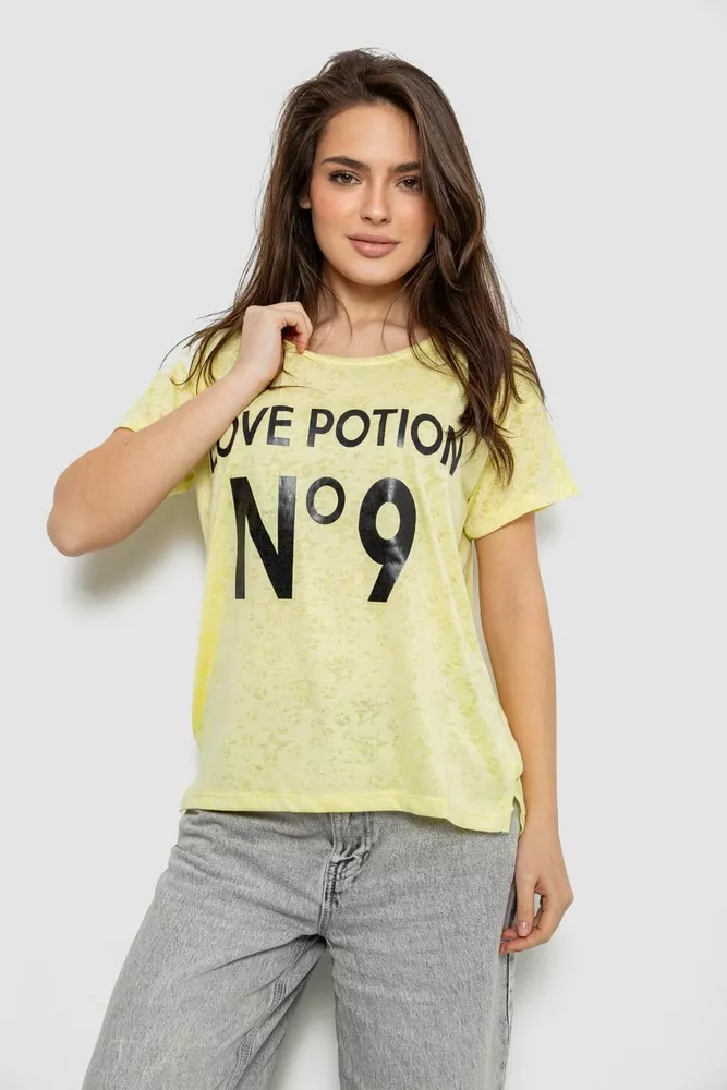 Купить Футболка женская с принтом, цвет желтый, 244R2073-1 - Фото №1