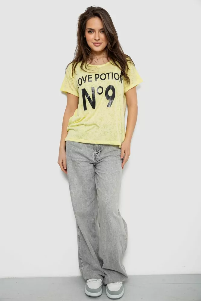 Купить Футболка женская с принтом, цвет желтый, 244R2073-1 - Фото №2