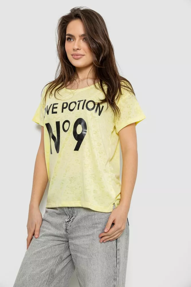 Купить Футболка женская с принтом, цвет желтый, 244R2073-1 - Фото №3