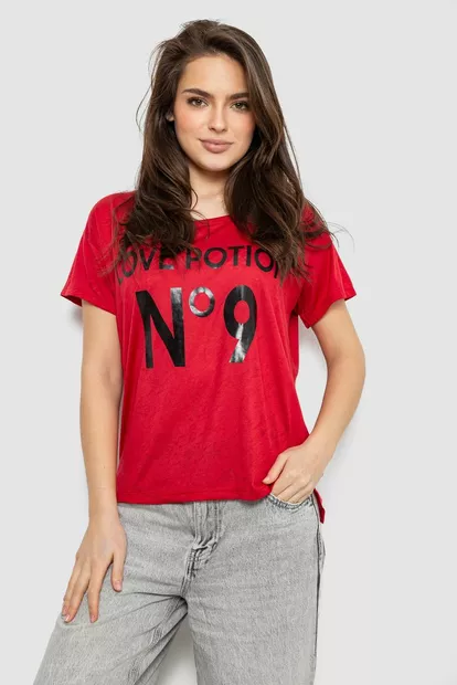 Футболка женская с принтом, цвет красный, 244R2073-1