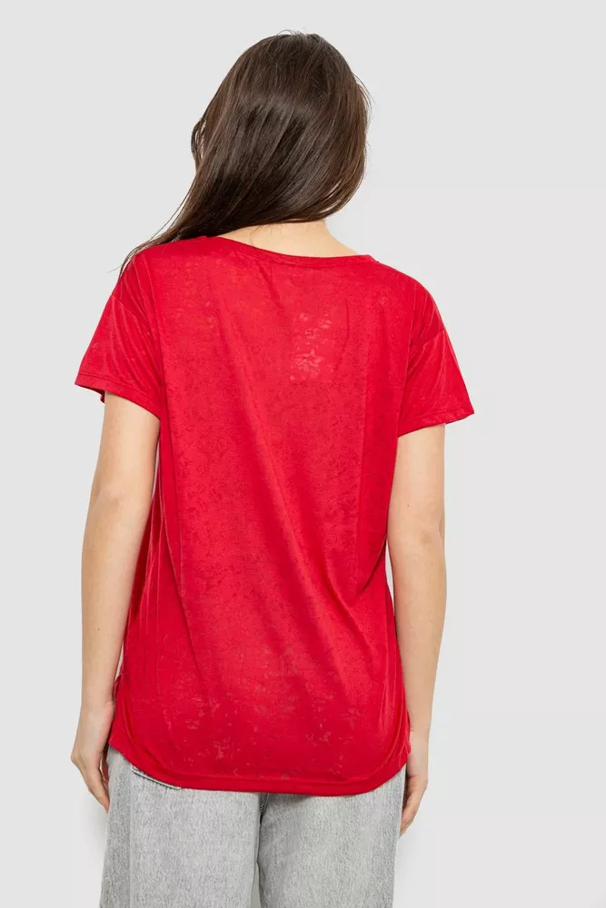 Купить Футболка женская с принтом, цвет красный, 244R2073-1 - Фото №4