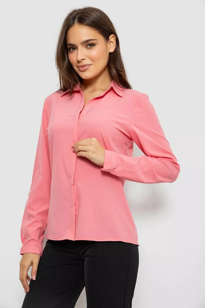 Купить Рубашка женская однотонная  -уценка, цвет розовый, 230R100-5-U-2 оптом - Фото №3