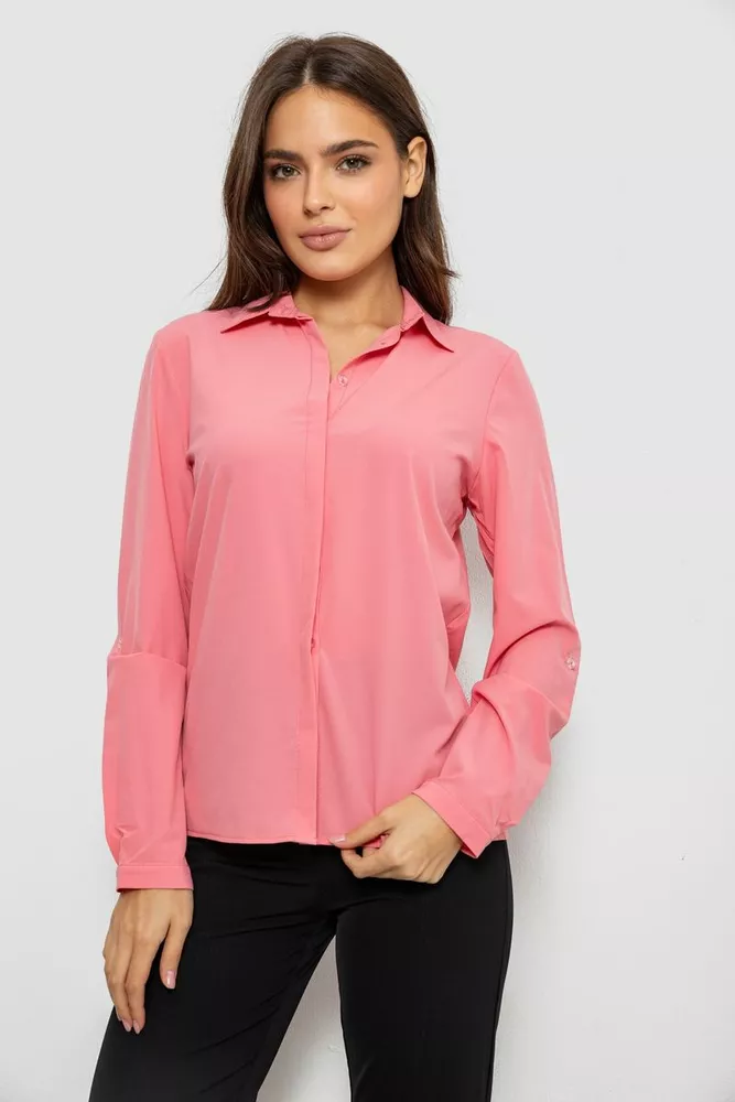 Купить Рубашка женская однотонная  -уценка, цвет розовый, 230R100-5-U-2 оптом - Фото №1