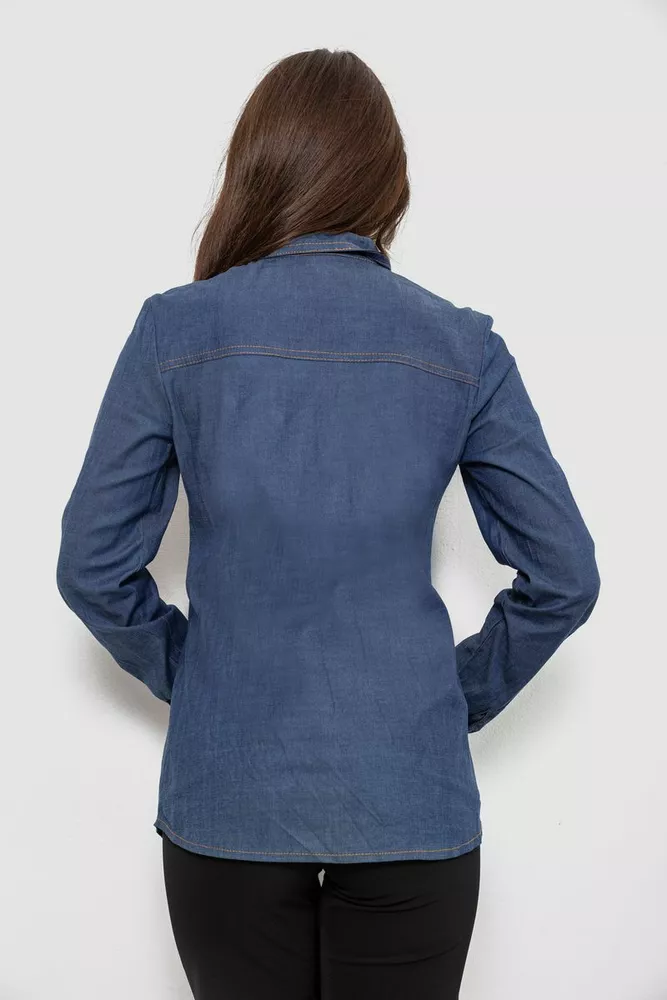 Купити Сорочка жіноча однотонна  -уцінка, колір синій, 230R069-U-30 - Фото №4