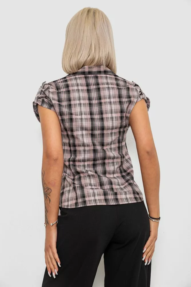 Купить Рубашка женская в клетку, цвет темно-пудровый, 230R065 оптом - Фото №4