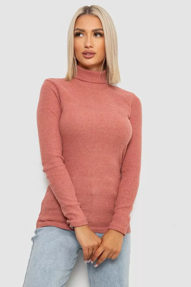 Купить Гольф женский однотонный в рубчик, цвет коралловый, 238R803 - Фото №1