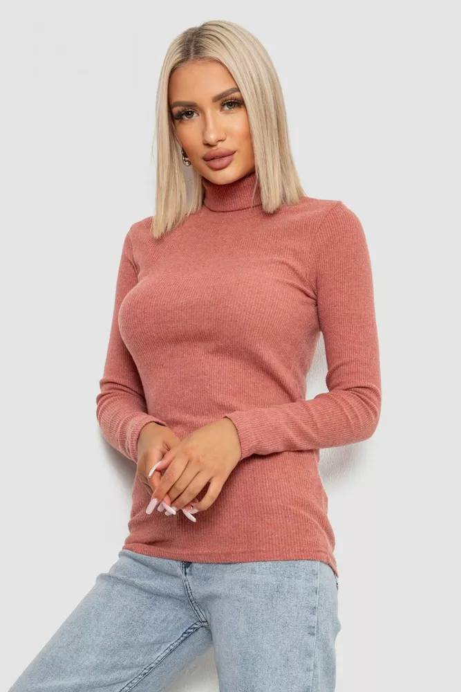 Купить Гольф женский однотонный в рубчик, цвет коралловый, 238R803 - Фото №3
