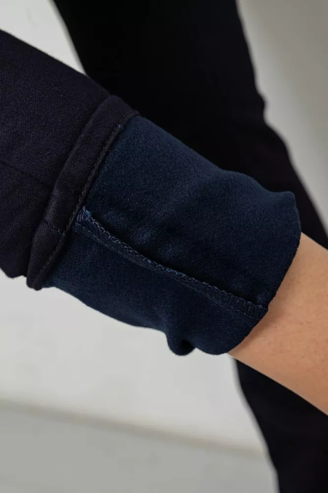 Купити Джинси жіночі однотонні на флісі, колір темно-синій, 244RS026 оптом - Фото №6