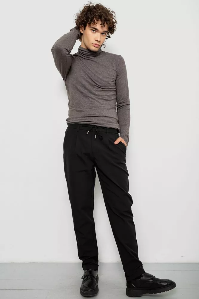 Купить Штаны мужские классические однотонные, цвет черный, 157RU02-005 - Фото №2