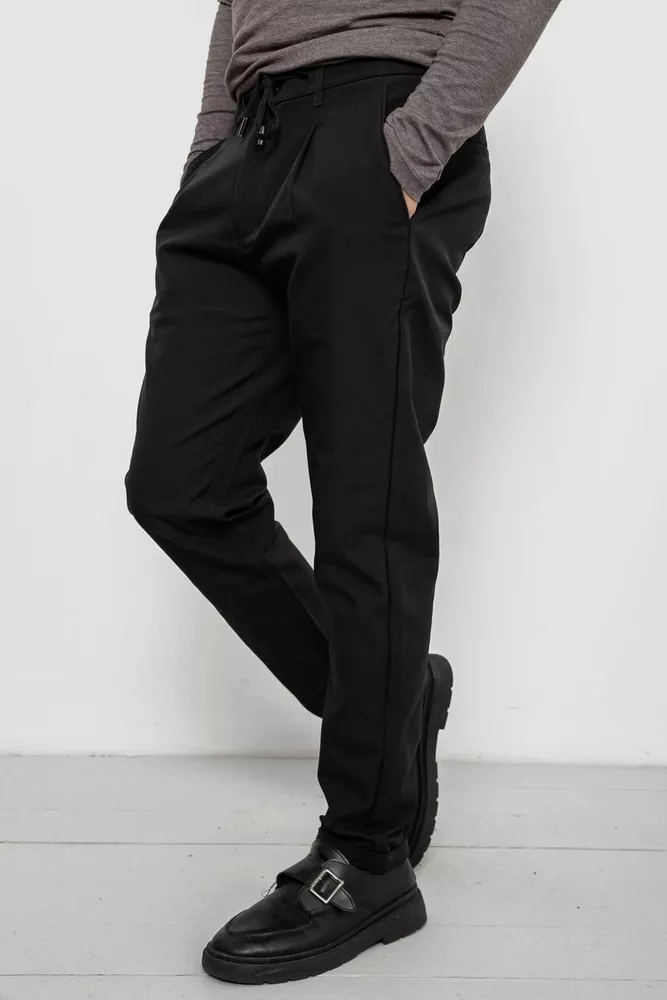 Купить Штаны мужские классические однотонные, цвет черный, 157RU02-005 - Фото №3