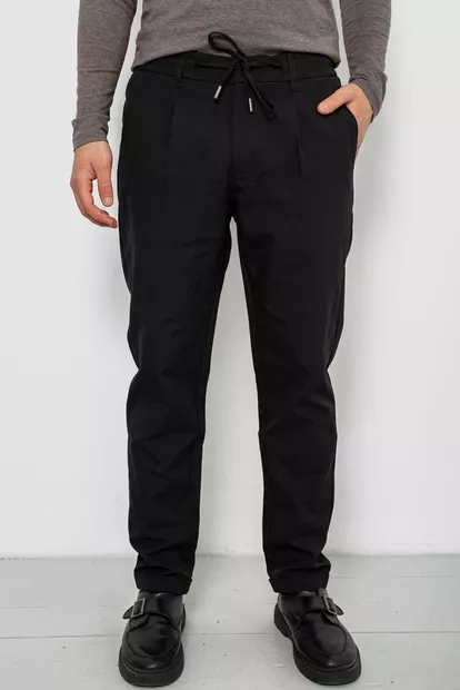 Штаны мужские классические однотонные, цвет черный, 157RU02-005