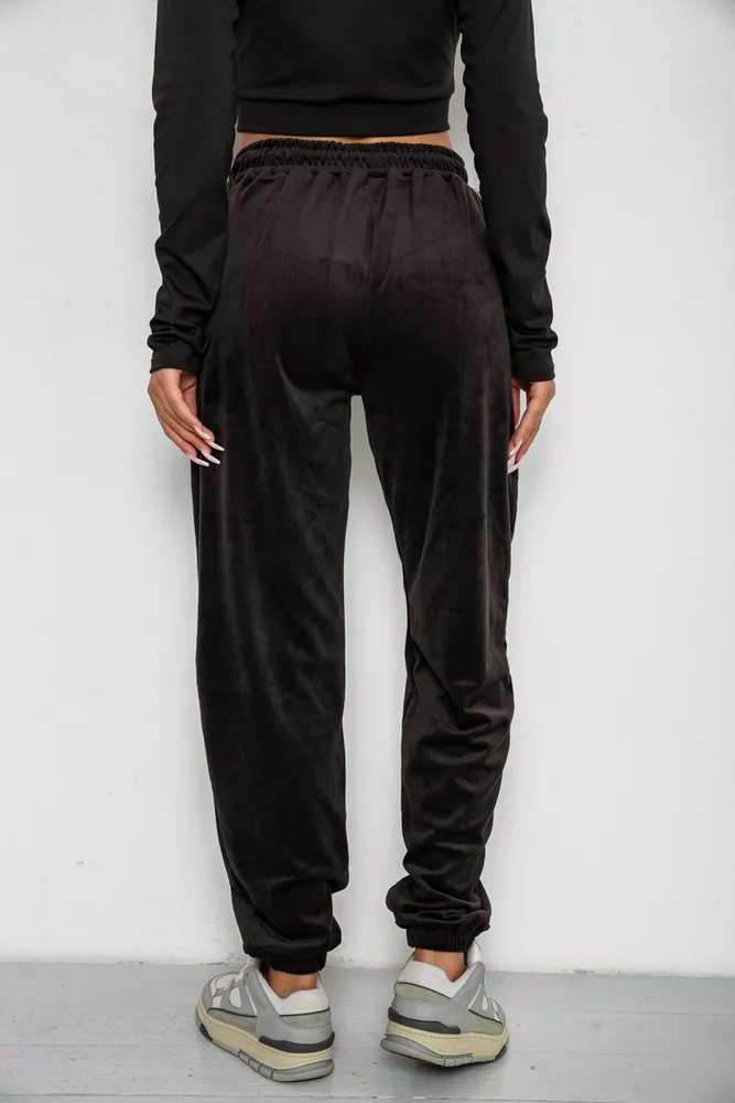 Купити Спортивні штани велюрові жіночі на флісі  -уцінка, колір чорний, 238R58645-U - Фото №4