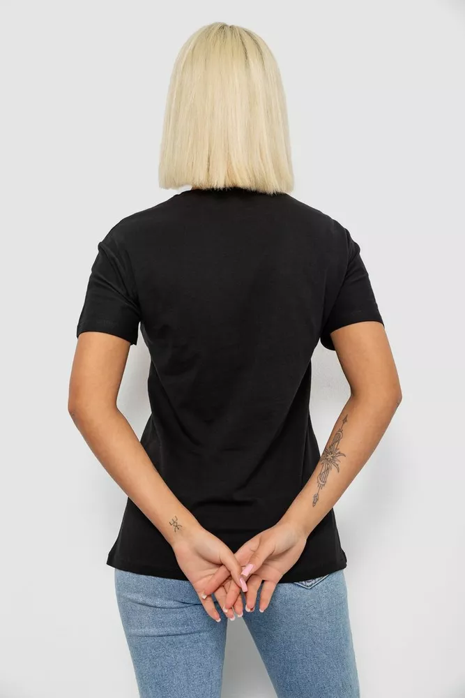 Купити Футболка жіноча з принтом, колір чорний, 244R2805 - Фото №4