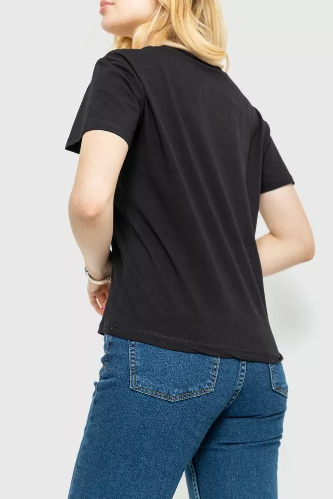 Купити Футболка жіноча з принтом, колір чорний, 221R3006 - Фото №4