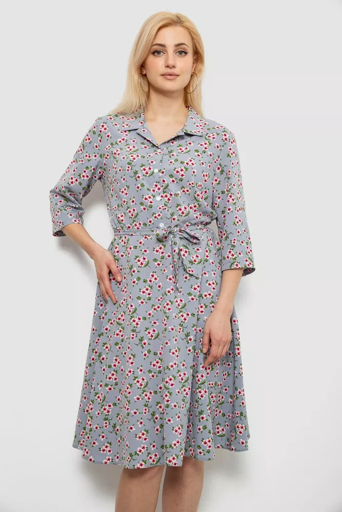 Купить Платье софт c цветочным принтом, цвет джинс, 230R040-10 - Фото №1