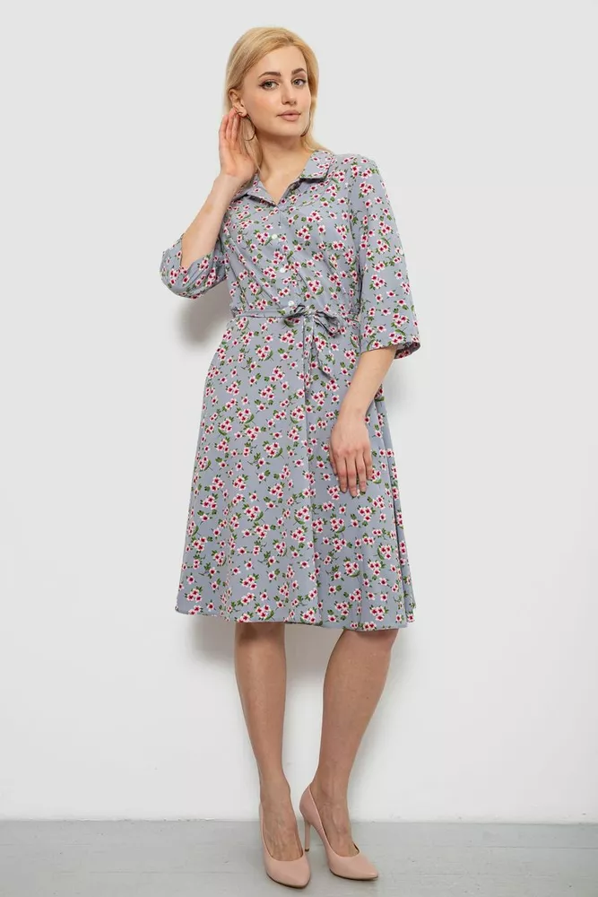 Купить Платье софт c цветочным принтом, цвет джинс, 230R040-10 - Фото №2