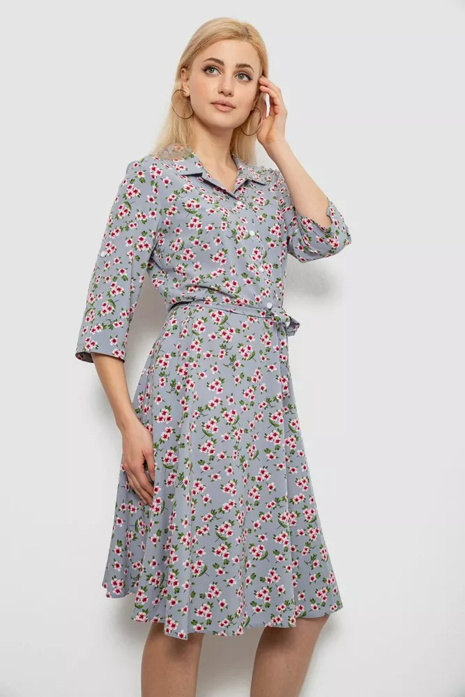 Купить Платье софт c цветочным принтом, цвет джинс, 230R040-10 - Фото №3