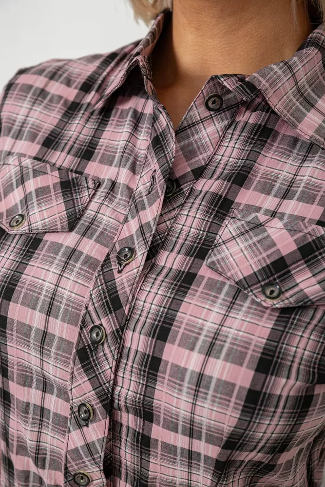 Купить Рубашка женская в клетку, цвет пудровый, 230R065 оптом - Фото №5