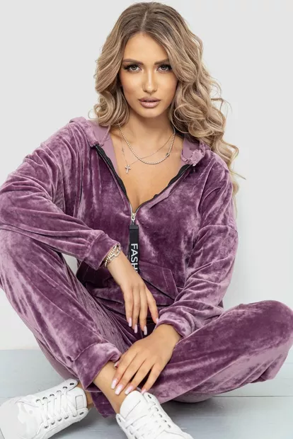 Спорт костюм жіночий велюровий, колір сливовий, 236R702